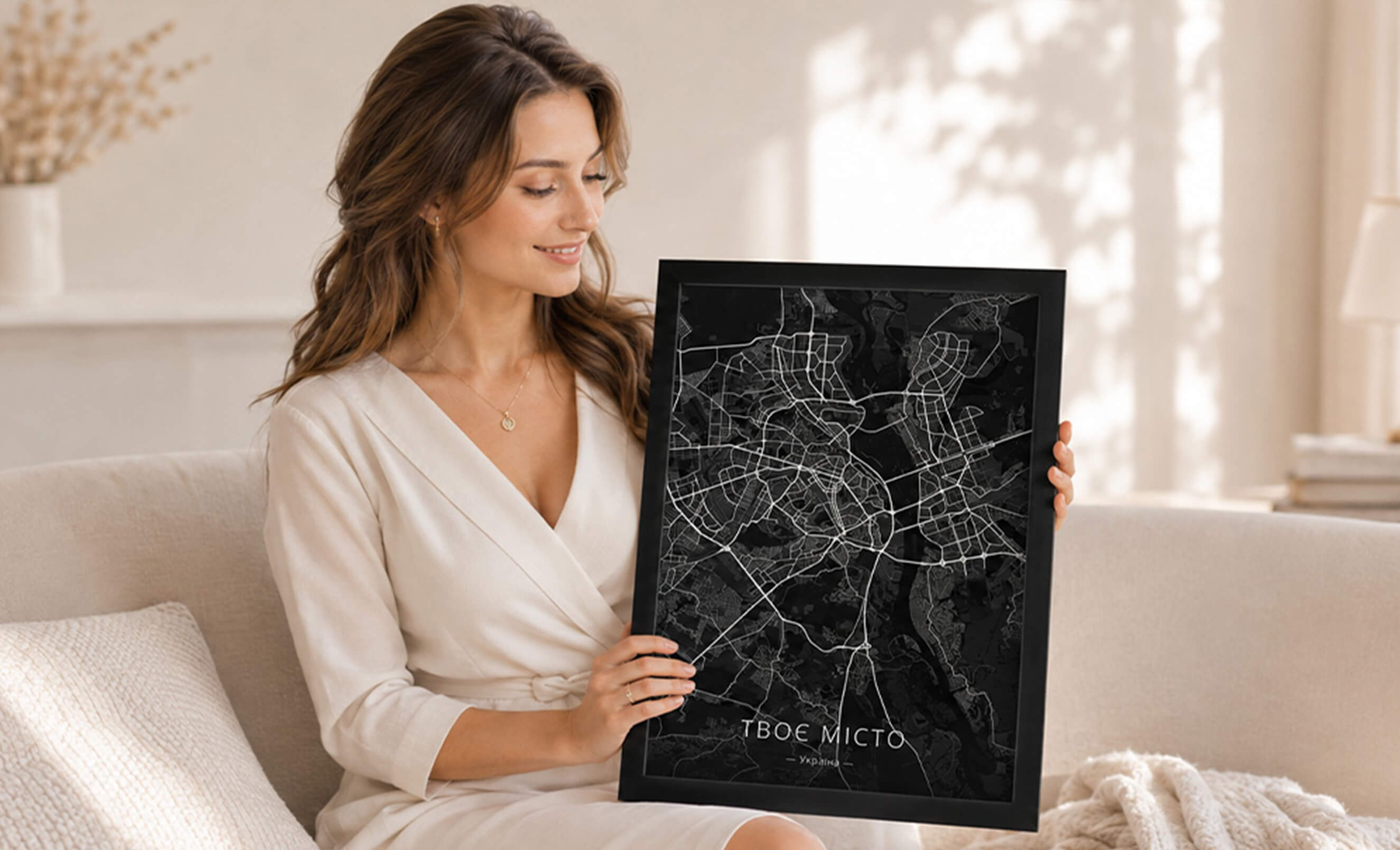 Персональна карта міста SkyPrint у рамці