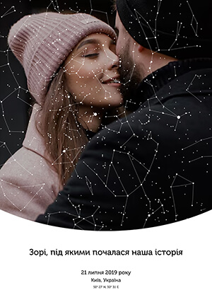 Приклад романтичної зоряної карти з фото