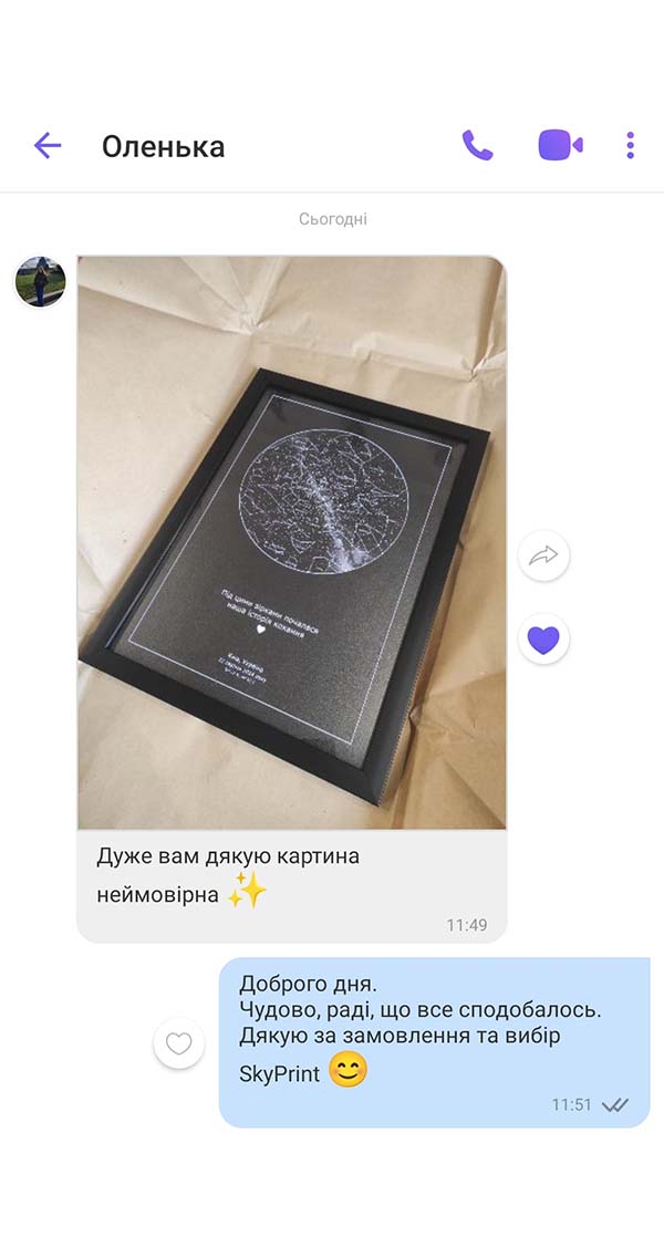 Відгук клієнта про зоряну карту