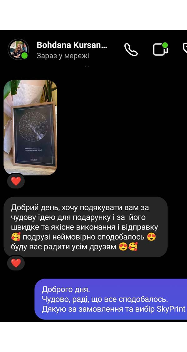 Відгук клієнта про зоряну карту